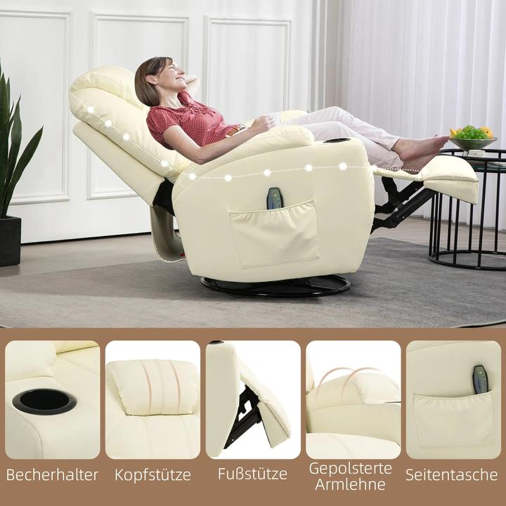 Produktbild Swisshandel24 Relaxsessel Massagefunktion Elektrisch Liegefunktion, Wippfunktion, Drehbar Federsystem, Fernbedienu
