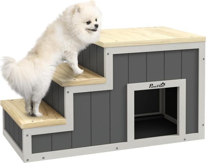 Actual product image PawHut Pet staircase with small dog kennel inside (Dog, Safety closure)