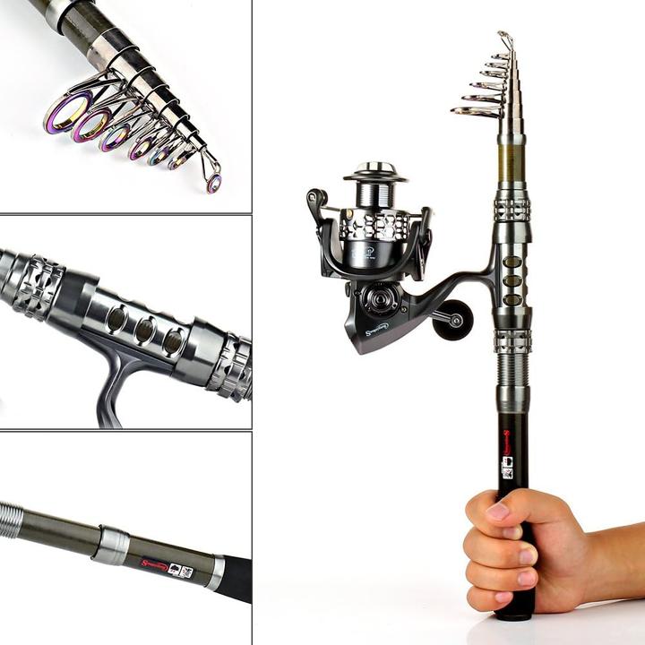 Immagine prodotto Sougayilang Set completo per la pesca con borsa di trasporto 2,4M (Telescopio, Set da pesca, 240 cm)