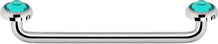 Produktbild Star Piercing Surface Barbell Innengewinde silber 90° mit zwei Scheiben Kristall türkis (ohne Messing, Chirurgenstahl 316L)