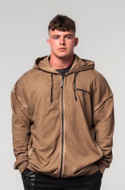 Actual product image Nebbia Washed-off Hoodie mit Reissverschluss Gym Bro 362 - light brown (XL)