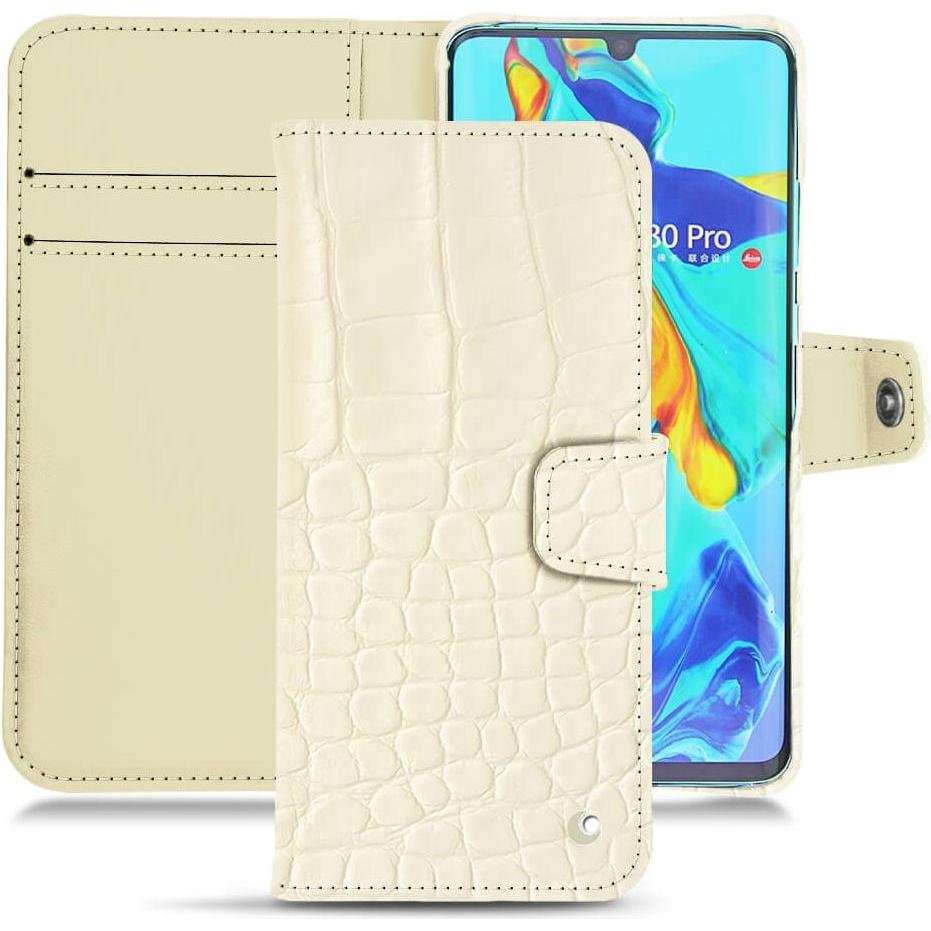 Noreve Lederschutzhülle Wallet (Huawei P30 Pro), Smartphone Hülle, Weiss