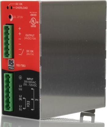 RS PRO DIN-Schienen Netzteil, 200 500V ac, 24V / 10A