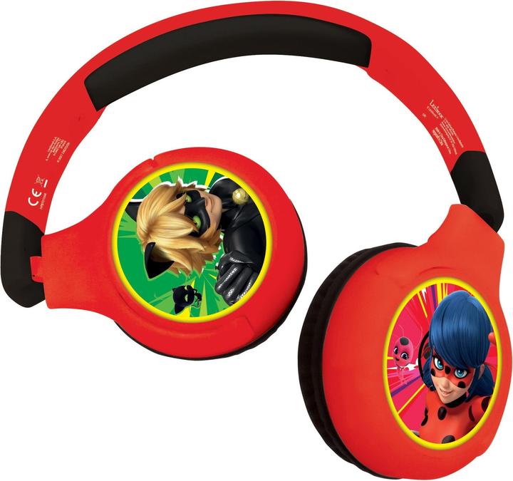 Actual product image Lexibook Miraculous headphones for children, 2 in 1 Bluetooth and cable connection, foldable, volume limiter