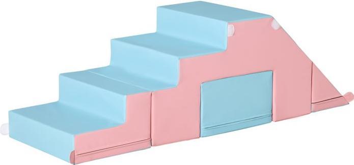 Swisshandel24 Set di blocchi da costruzione a scorrimento in schiuma per 12-36 mesi in similpelle EPE rosa+blu