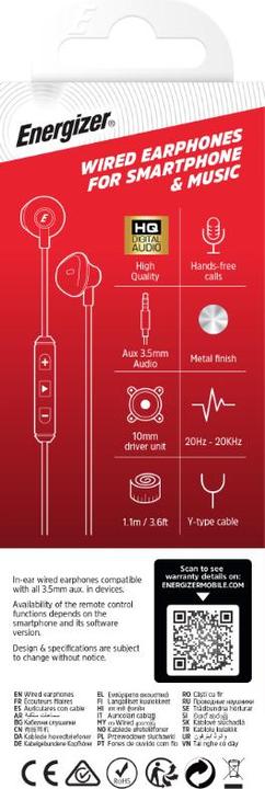 Image du produit Energizer Ecouteurs filaires - 3.5mm - type Earbud, noir (Filaire)