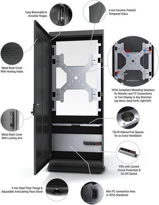 Produktbild DSS Indoor Stele Portrait, 65" Bildschirm, schwarz