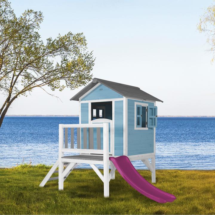 Actual product image Axi Lodge XL Playhouse Caribbean Blue - Purple Slide
