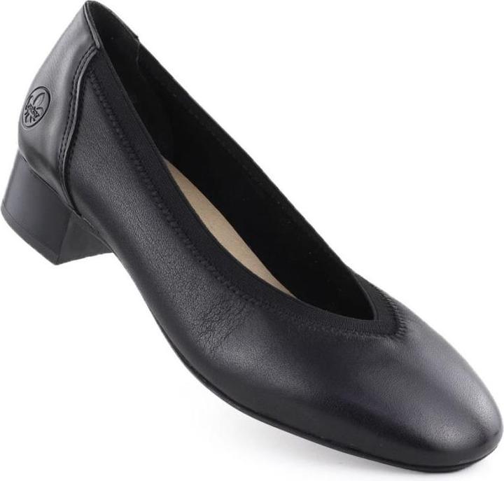 Rieker Schwarze Damen-Pumps aus Leder mit niedrigem Absatz (41)