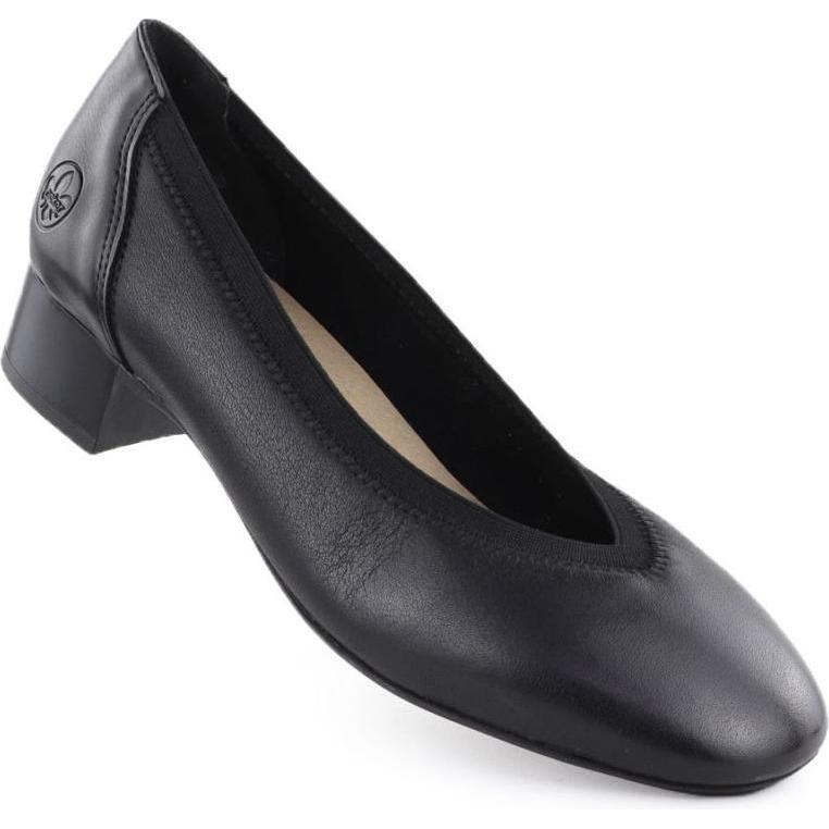 Rieker, Donne, Pumps, Schwarze Damen-Pumps aus Leder mit niedrigem Absatz, Nero, (39)