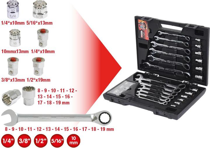 Produktbild KS Tools GEARplus® RINGSTOP-Ratschenringmaulschlüssel-Satz (19 mm)