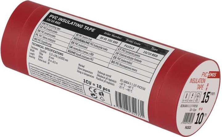 Image du produit Emos Ruban isolant PVC 15mm/10m rouge, 10 pcs. (15 mm)