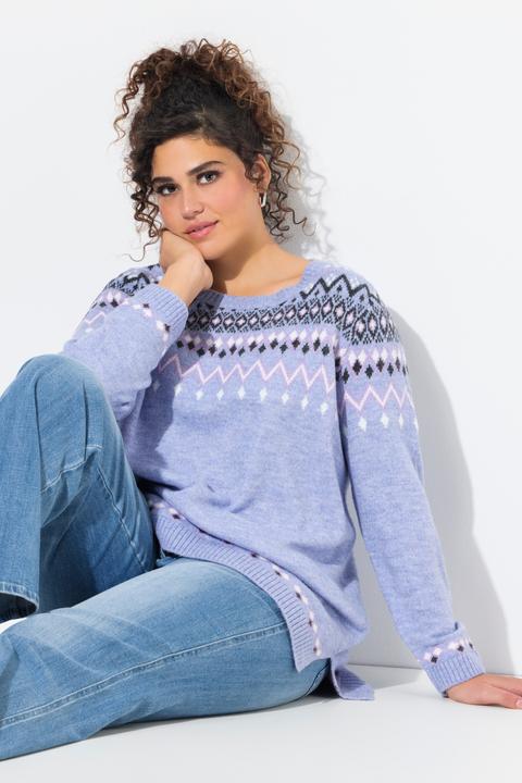 Produktbild Ulla Popken Norweger-Pullover, Rundhals, Langarm, weicher Strick (46, 48)