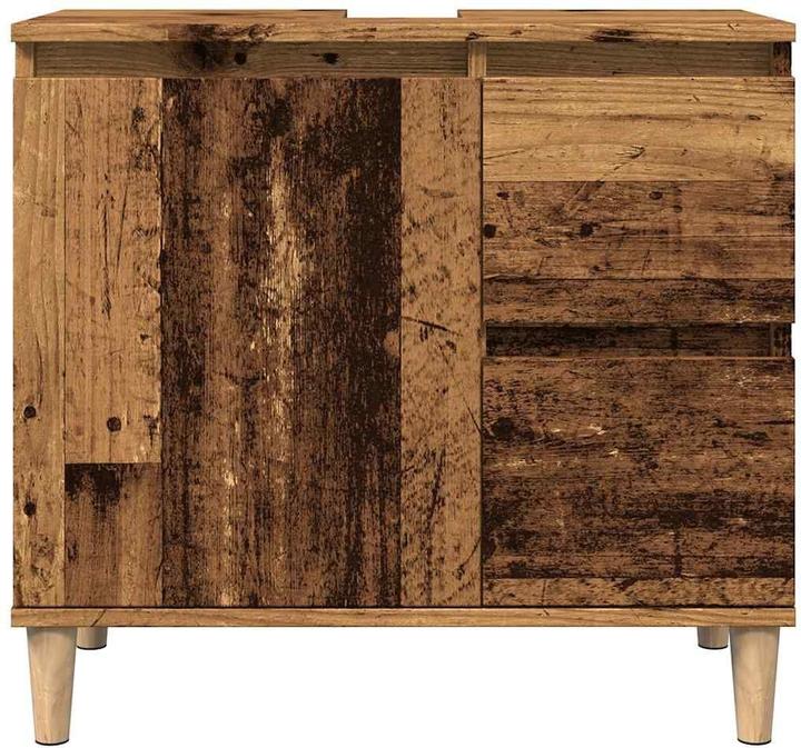 Actual product image vidaXL Vanity unit Bathroom cabinet Bathroom furniture antique wood look (65 x 33 x 60 cm)