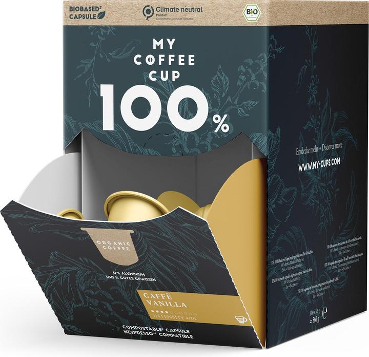 Actual product image My-Cups Coffee Capsules Mega Box Organic Caffè Vanilla 100 Capsules (100 x Port.)