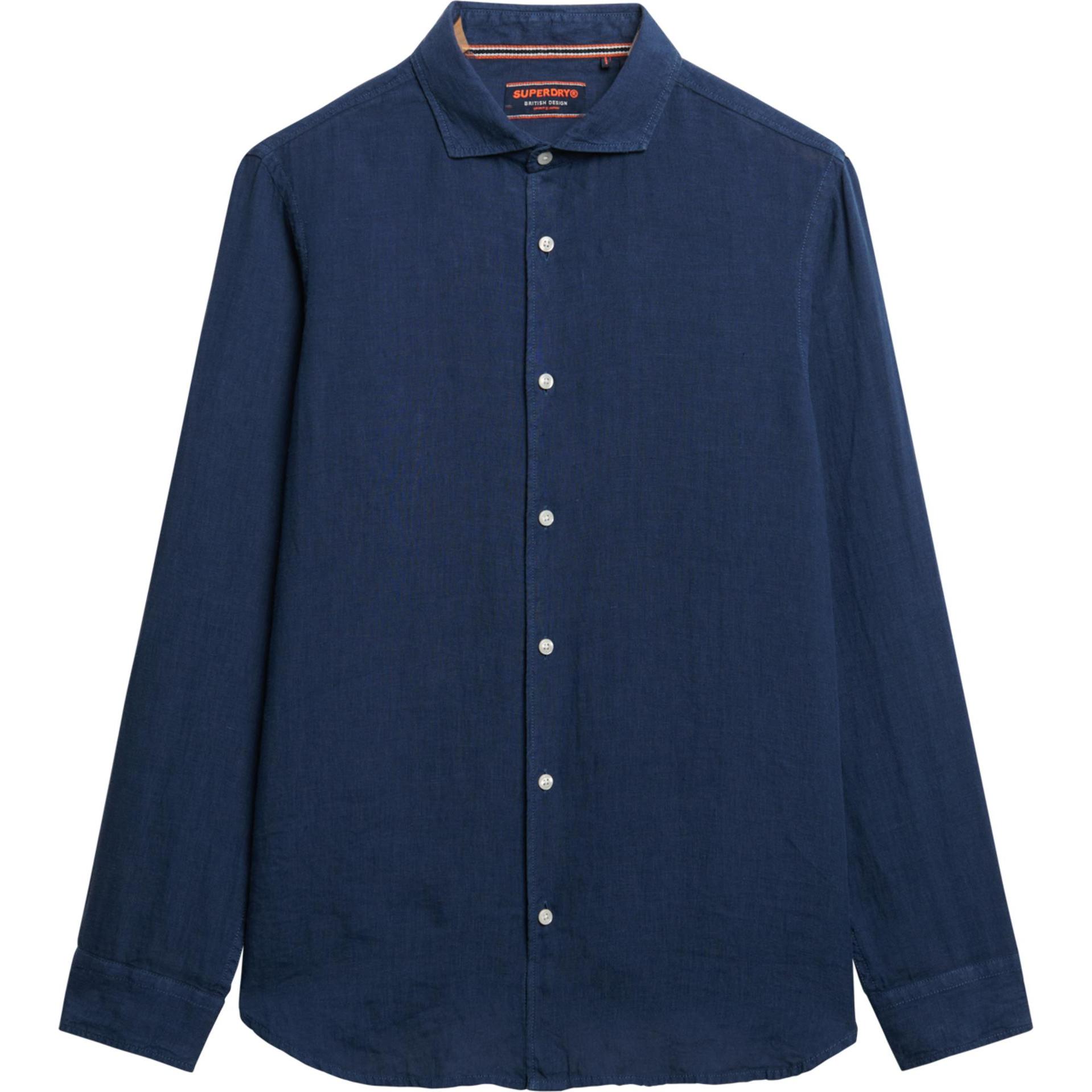 Superdry, Herren, Hemd, Vacation Hemd mit langen Ärmeln aus Leinen, Blau, (S)