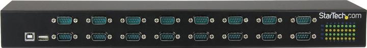 Actual product image StarTech 16 port USB to serial adapter hub - USB to RS232 port adapter with series connection - rack mounting (USB-A, 16 ports)
