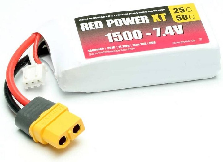 Immagine prodotto Red Power Modello Pacco batteria (LiPo) 7,4 V 1500 mAh Custodia morbida XT60 (7.40 V, 1500 mAh)
