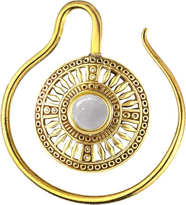 Immagine prodotto Star Piercing Ohrgewicht Ring vergoldet Medallion mit Botswana Achat Stein (Ottone, Mnerale)