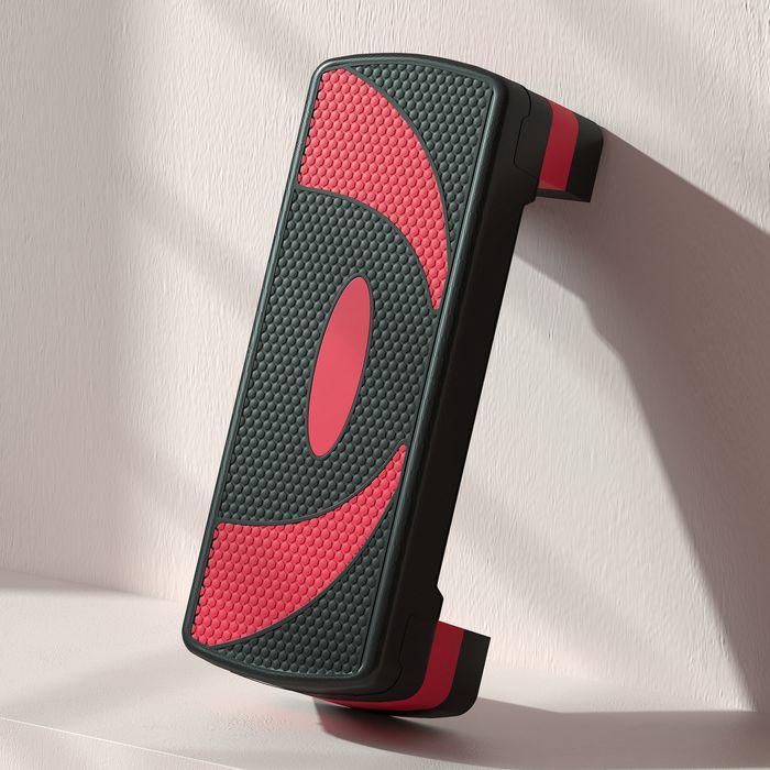 Produktbild Swisshandel24 Steppbrett Aerobic-Stepper höhenverstellbar mit 3 Stufen (10/15/20 cm) Rot