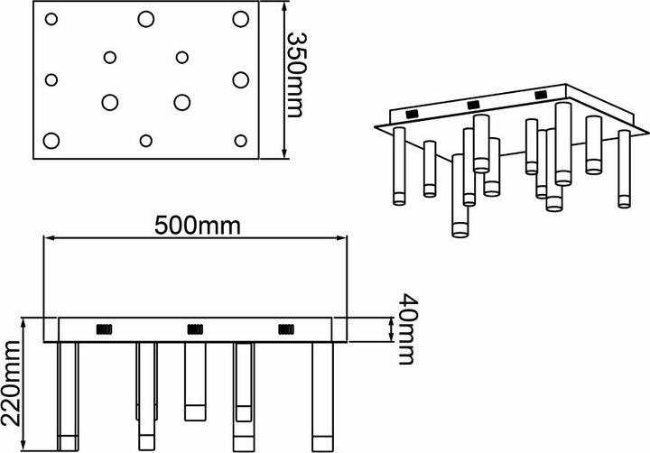 Produktbild Brilliant Cembalo LED 48W DE 12 eckig Deckenleuchte eckig, 12-flammig (5800 lm)