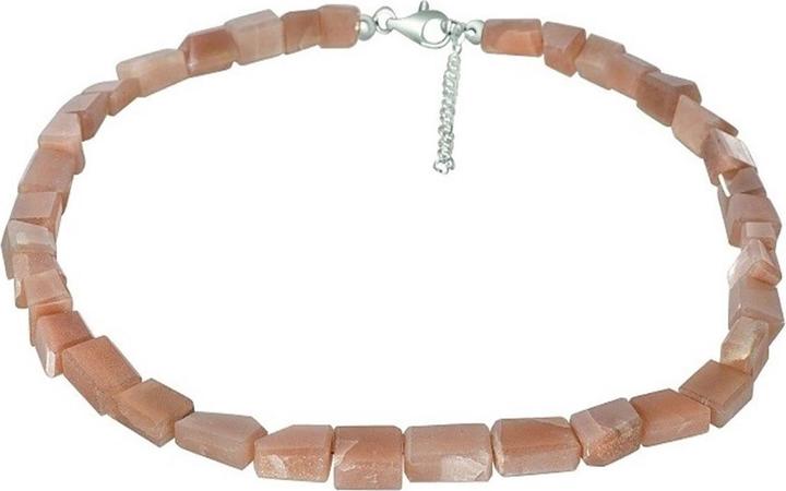 Immagine prodotto Xen Pietra di luna - collana con pietra burattata color pesca 48 + 5 cm Argento 925 (Argento 925, 48 cm)