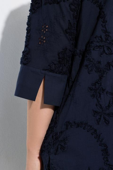 Immagine prodotto Ulla Popken Blusa lunga con ricami, collo da camicia e maniche a 3/4 (50, 52)