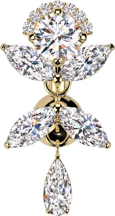 Actual product image Star Piercing Banane vergoldet mit Kugel vergoldet Anhänger Rebe Kristalle silber (Brass, Titanium)