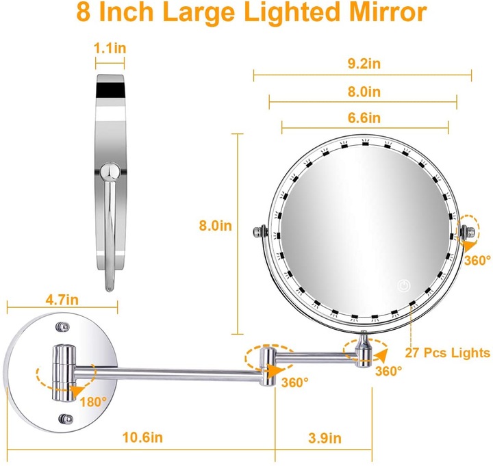 Immagine prodotto Amelar Specchio cosmetico illuminato