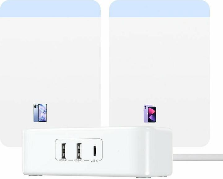 Productafbeelding Ugreen stekkerdoos verlengsnoer met 2x USB poorten, 1x USB-C zwart (CD280) (2x, 1.80 m)