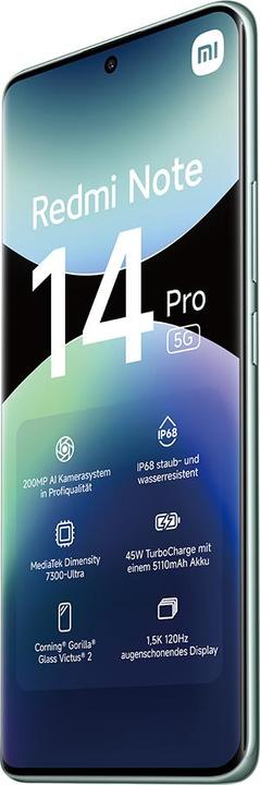 Actual product image Xiaomi Redmi Note 14 Pro 5G (512 GB, Coral Green, 6.67", Dual SIM, 5G)