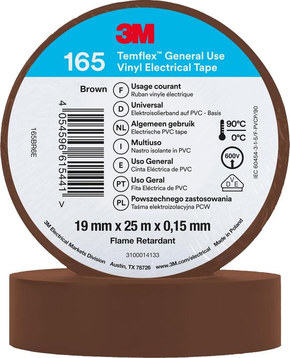 Immagine prodotto 3M Nastro isolante in vinile Temflex 165, 19 mm x 25 m (19 mm)