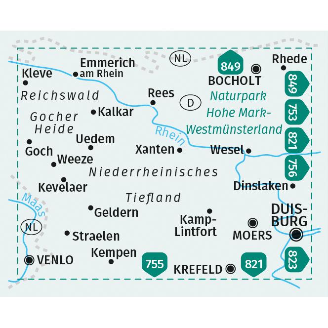 Thumbnail - KOMPASS Wanderkarte 752 Niederrhein Nor, Landkarte