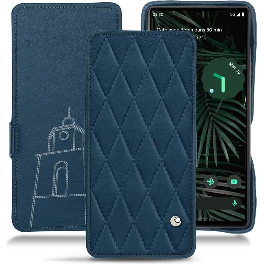 Noreve Lederschutzhülle horizontal (Google Pixel 6 Pro), Smartphone Hülle, Blau