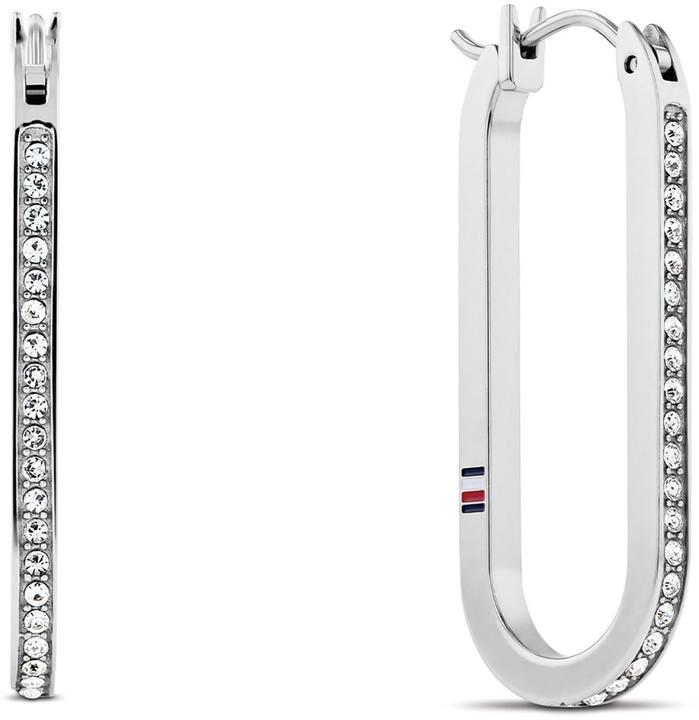 Tommy Hilfiger Oval steel earrings with crystals Dog Tag 2780865