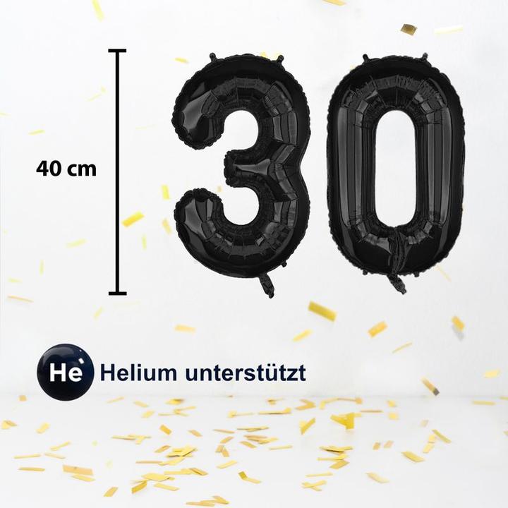 Immagine prodotto Hermex Palloncino numero 30 in foil nero palloncino festa di compleanno pallone 40cm (1 x)