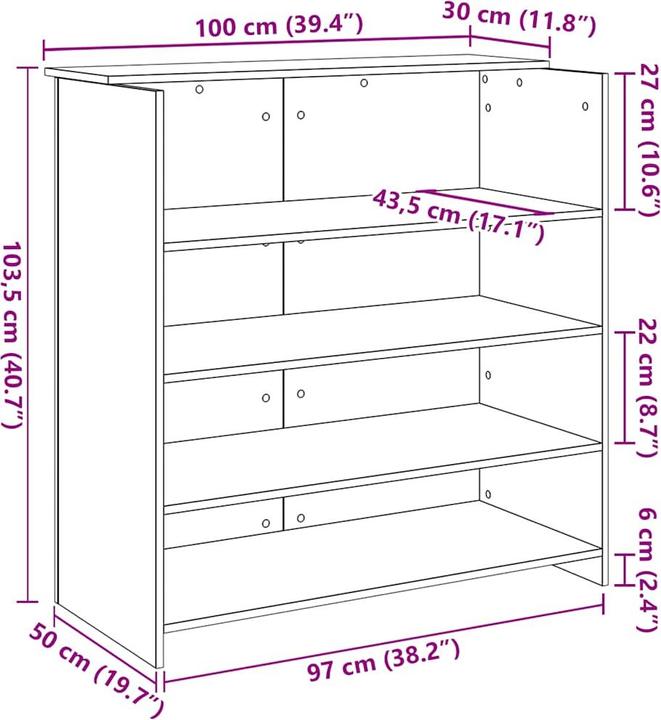 Actual product image vidaXL Reception counter black oak look 100x50x103.5cm wood-based material