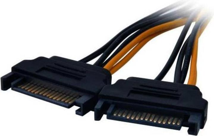 Produktbild Akasa 2x 15-Pin-SATA auf 1x 6-Pin-PCIe Adapter (15 cm, 6 pin PCI-Express, SATA)