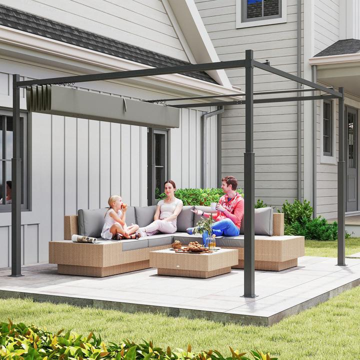 Immagine prodotto Outsunny Pergola Metall, Polyester Grau (298 cm, 298 cm)