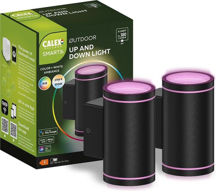 Actual product image Calex Smart Outdoor LED Outdoor lamp - Set of 2 pieces - Smart Up & Down Wall lamp - RGB and Warm Wh