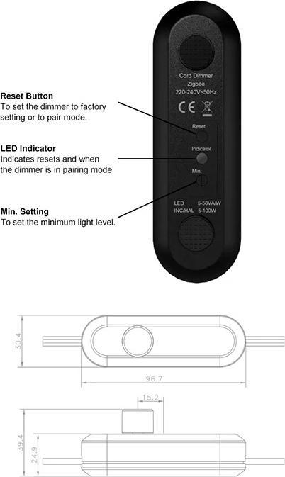 Actual product image Light Solutions Zigbee Dimmer For Wire - Black