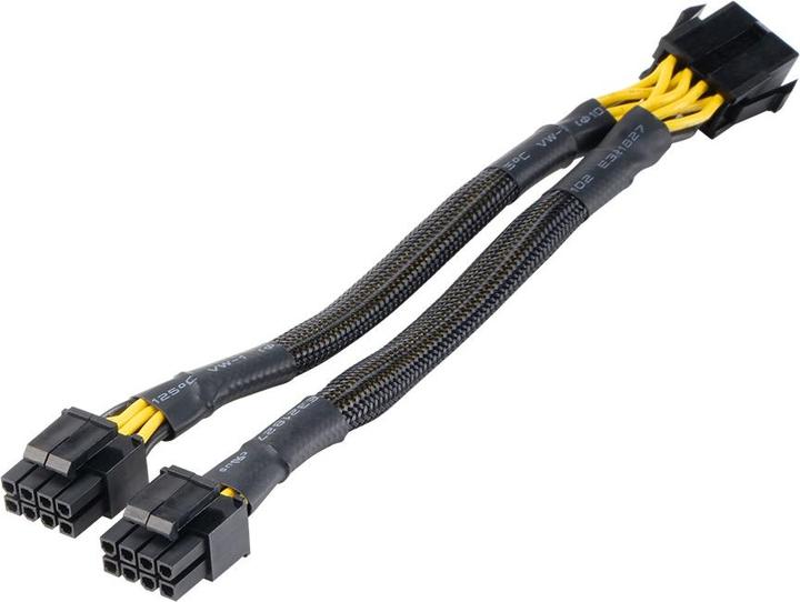 Akasa 8-Pin zu 2x 4+4-Pin Adapterkabel, EPS/ATX-Kompatibel - schwarz, 20 cm