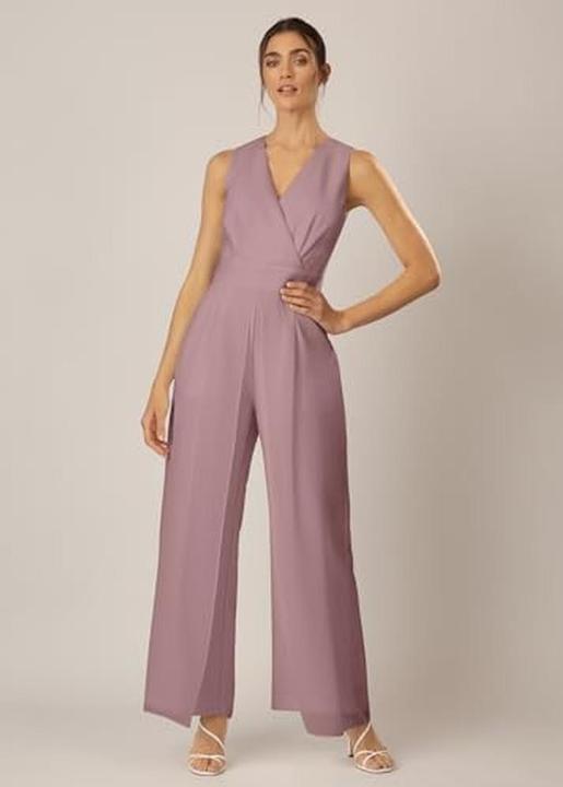 Actual product image Apart Fashion Overall with wrap-effect front, shaping seams, wide waist insert, pleats, and chiffon plaid (44)
