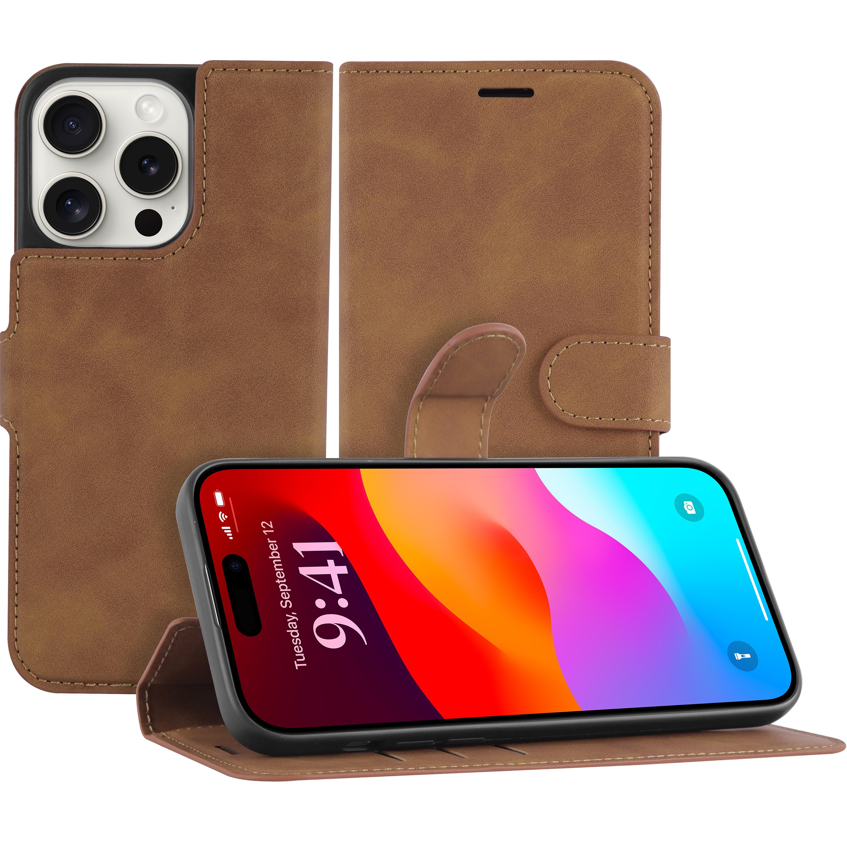 Cazy Premium-Geldbörsen-Etui für iPhone 15 Pro, Magnetisches Geldbörsen-Etui, Kartenfächer, Ständer - (Apple iPhone 15 P...