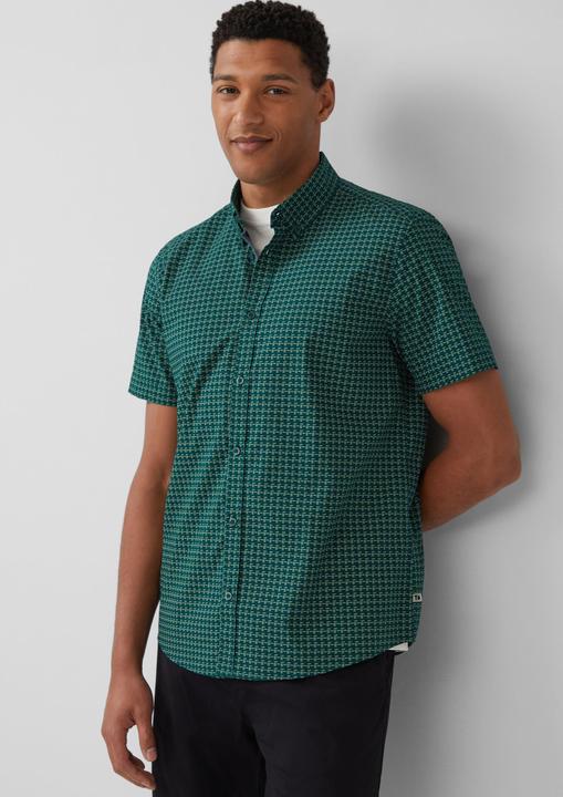 Immagine prodotto s.Oliver Hemd Regular Fit: Gemustertes Kurzarmhemd aus Baumwolle mit Button-Down-Kragen (L, S)