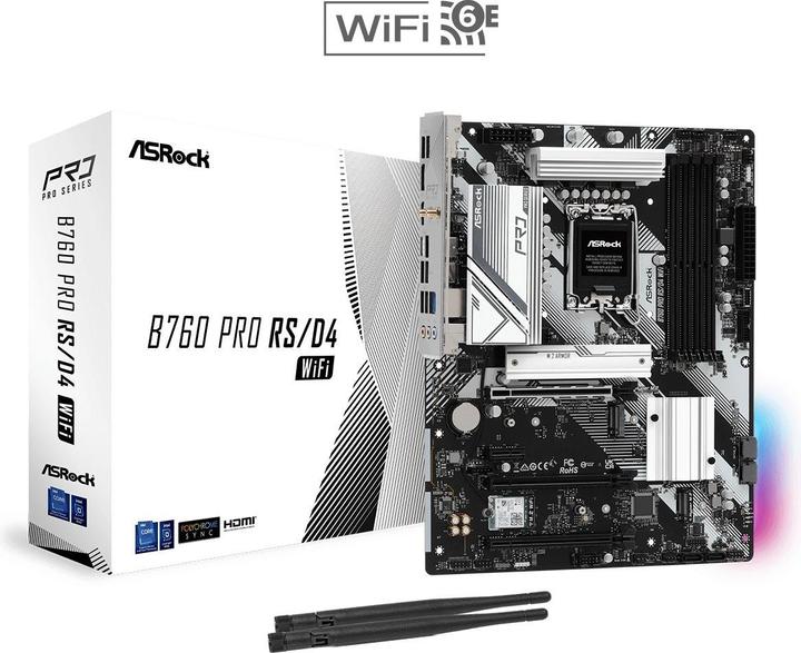 Produktbild AsRock B760 PRO RS/D4 WIFI (LGA 1700, Intel B760, ATX)