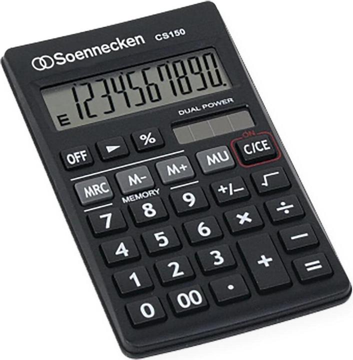 Image du produit Soennecken Calculatrice de poche CS150 Version du périmètre d'affichage : 1 Couleur : noir (Cellules solaires)