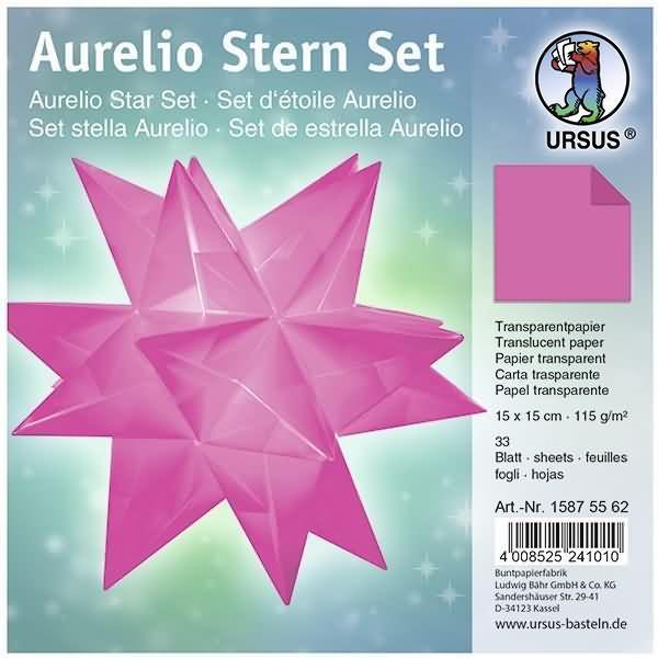 Ursus, Bastelpapier, Faltblätter Aurelio Stern Uni 115g/qm 15x15cm 33 Blatt pink (115 g/m², 33 x)