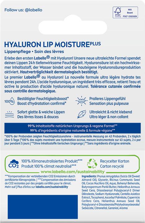 Image du produit LABELLO Hyaluron Lip Moisture Plus (Stick de soin des lèvres, 5.20 ml)