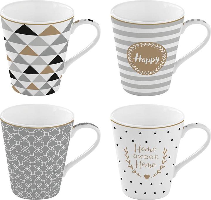 Actual product image Easy Life Coffee Mania Set of 4 Coffee Mugs in GB, "Home",300ml (300 ml, 4 x)